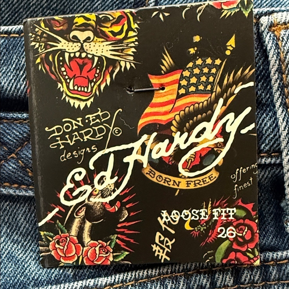 Ed Hardy Dark Blue Relaxed women’s Jeans - Picture 12 of 15